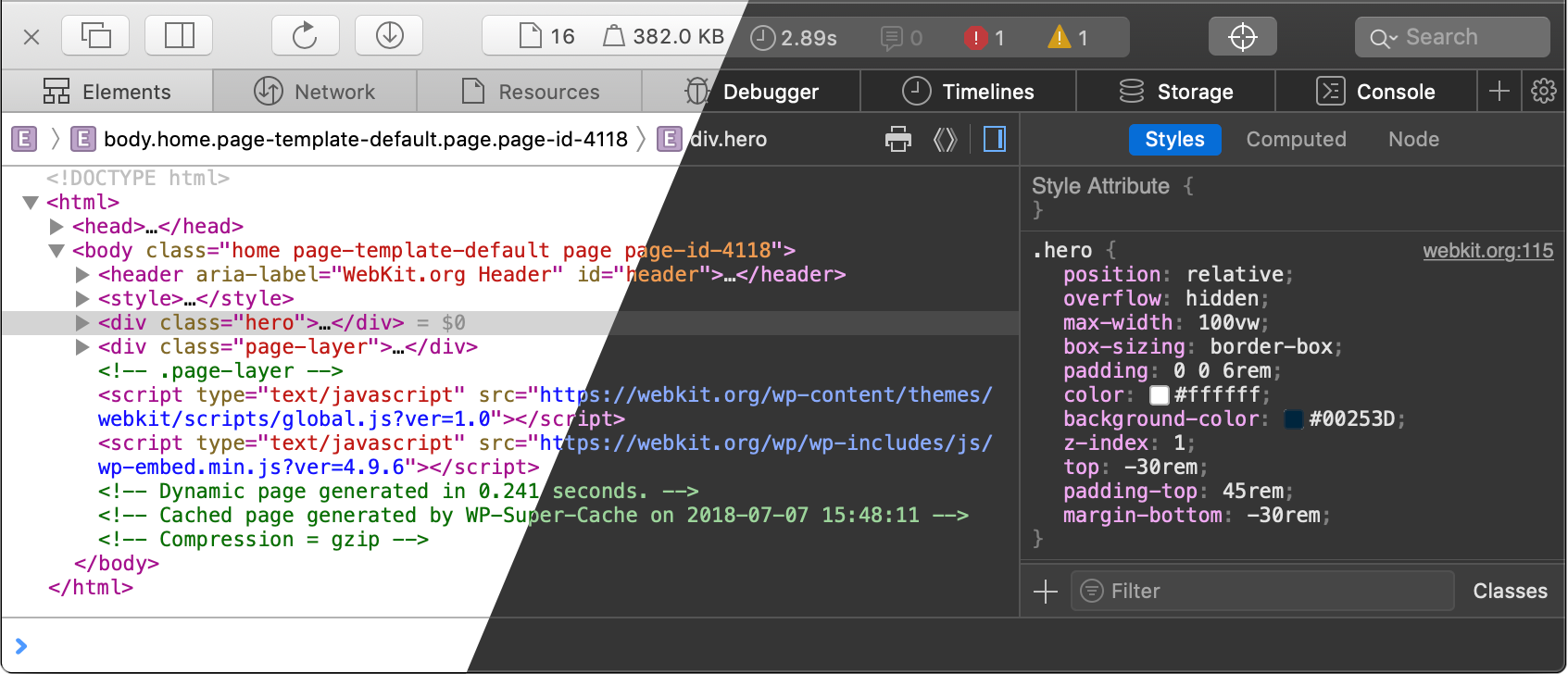 Web Inspector: Light/Dark color schemes